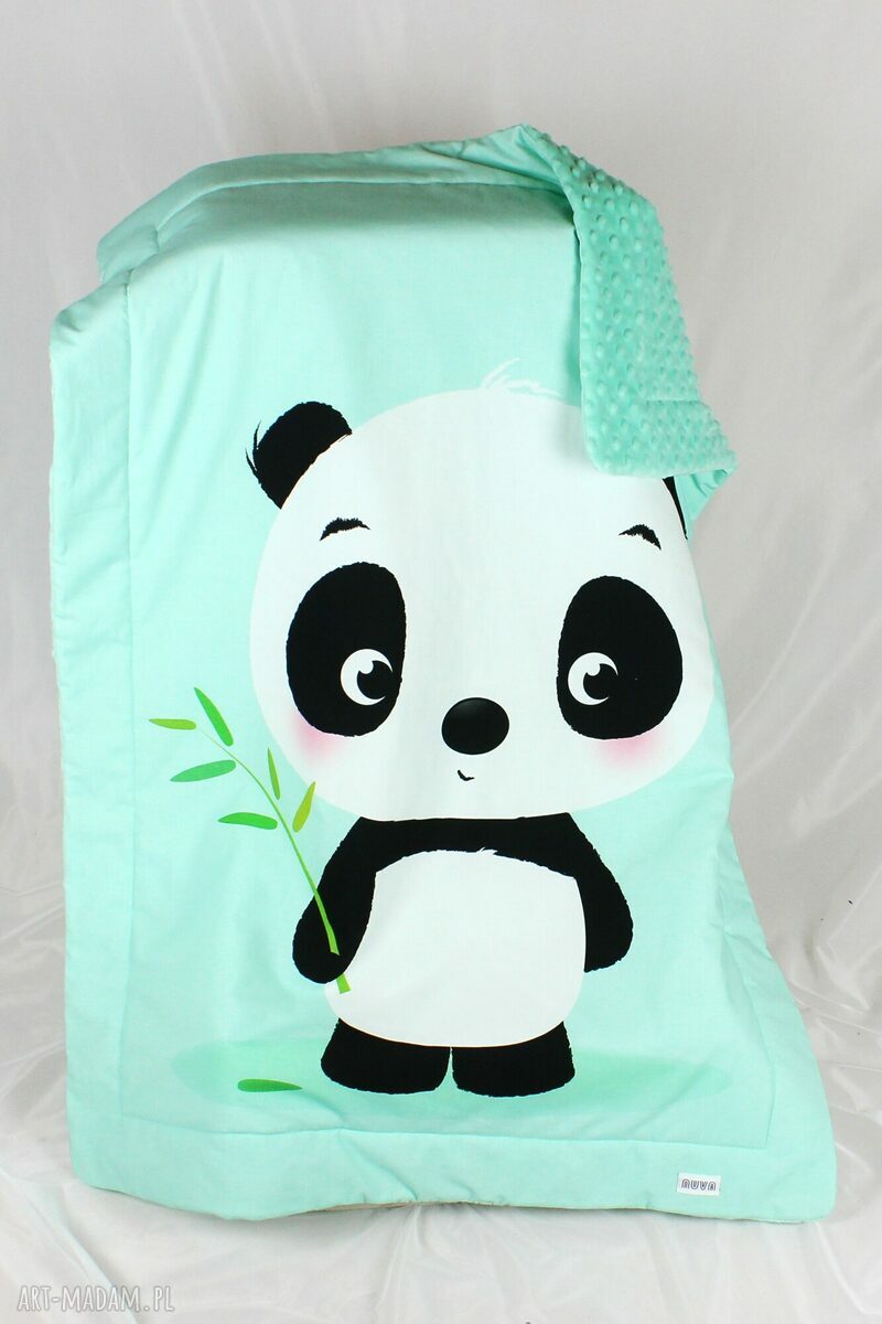 Kocyk Minky 100x75 Panda - miękki i ręcznie szyty dla niemowląt
