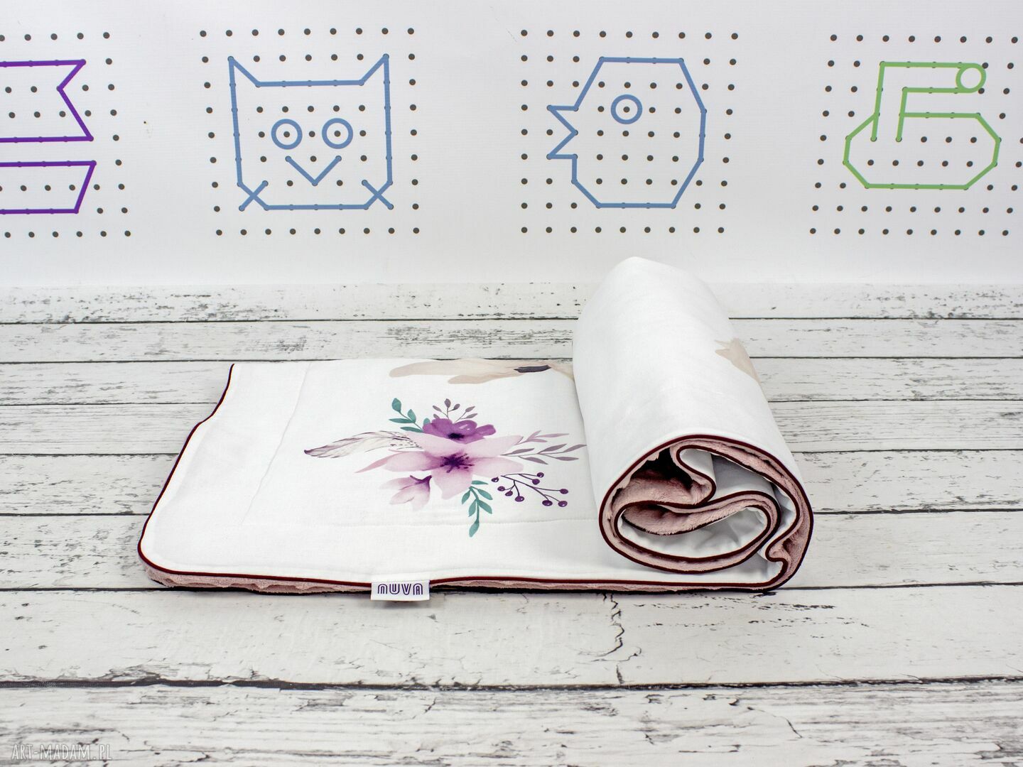 Kocyk Minky 75x100 Sówki Boho z wypełnieniem