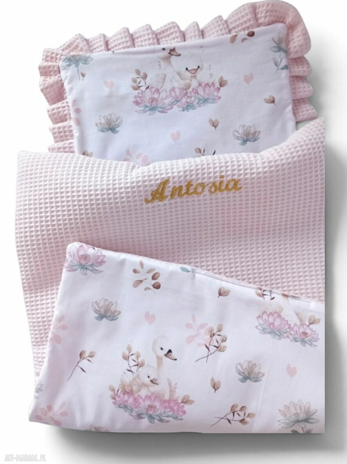 Personalizowany kocyk do wózka 50x75 cm z poduszką i haftem