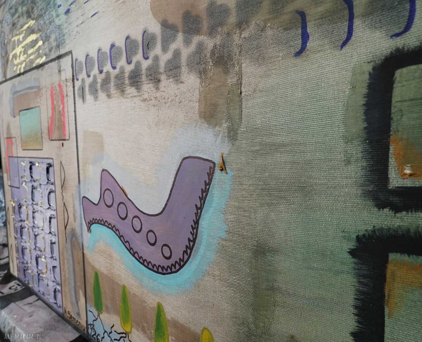 „Kod źródłowy” - loftowy, abstrakcyjny obraz na płótnie 100 x 90 cm