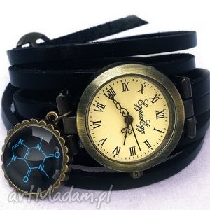kofeina - zegarek bransoletka na skórzanym pasku, wzór