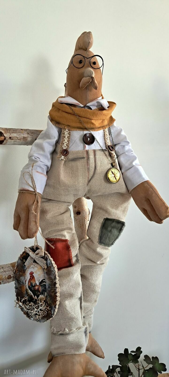 Kogut dekoracja domu vintage - ręcznie szyty 63 cm