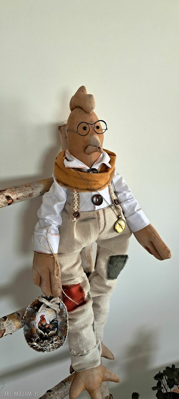 Kogut dekoracja domu vintage - ręcznie szyty 63 cm