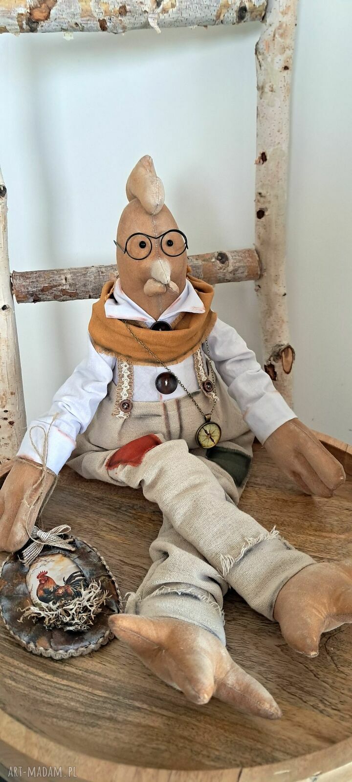 Kogut dekoracja domu vintage - ręcznie szyty 63 cm