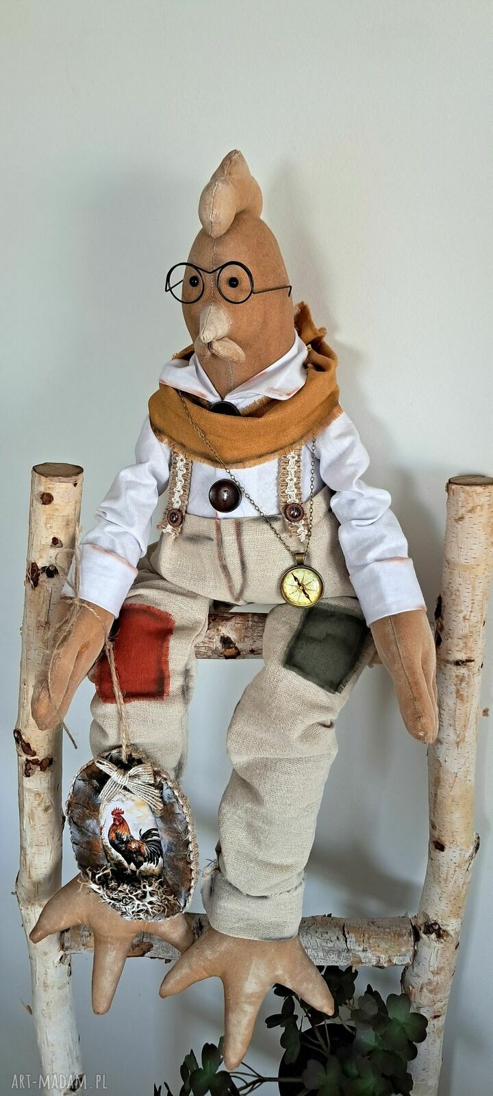 Kogut dekoracja domu vintage - ręcznie szyty 63 cm