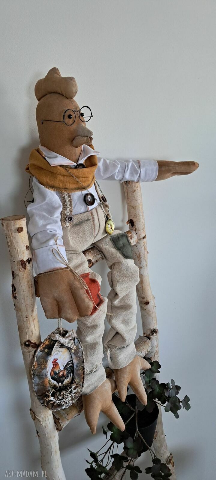 Kogut dekoracja domu vintage - ręcznie szyty 63 cm