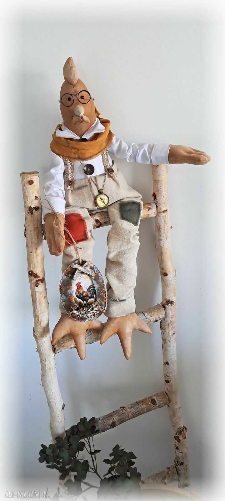 Kogut dekoracja domu vintage - ręcznie szyty 63 cm