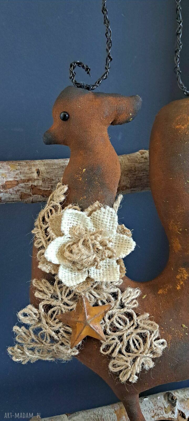 Kogut rdzawy - dekoracja w stylu vintage do zawieszenia