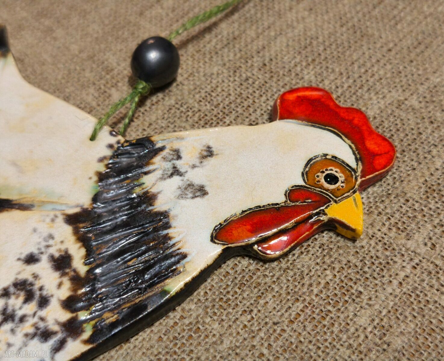 Kogut wiszący ceramiczny w wiejskim stylu - rustykalna dekoracja