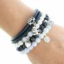 nietypowe bransoletki jadeit navy blue, light , white set