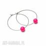 handmade kolczyki alloys collection /one pearl/ neon pink