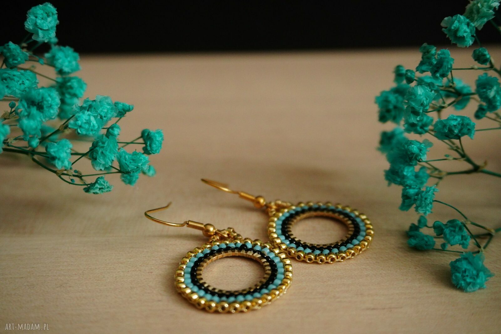 Kolczyki koła ze stali chirurgicznej z koralikami Miyuki i Toho - beading