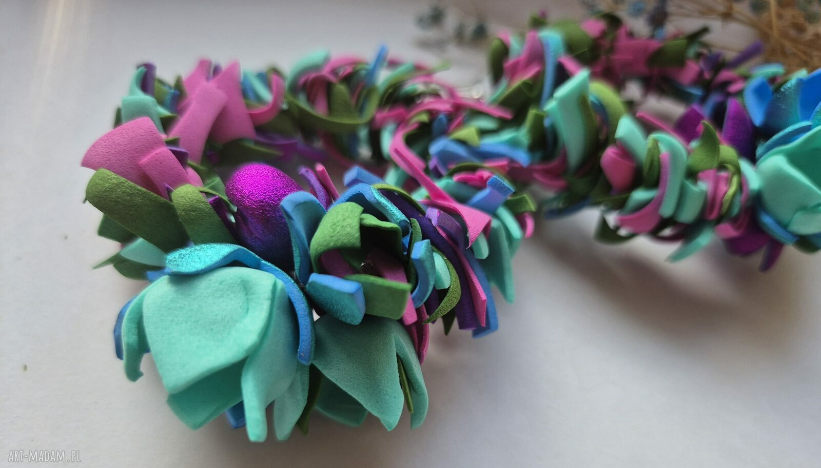 Kolczyki koła kwiatowe - lekkie i bujne handmade Ruda Klara