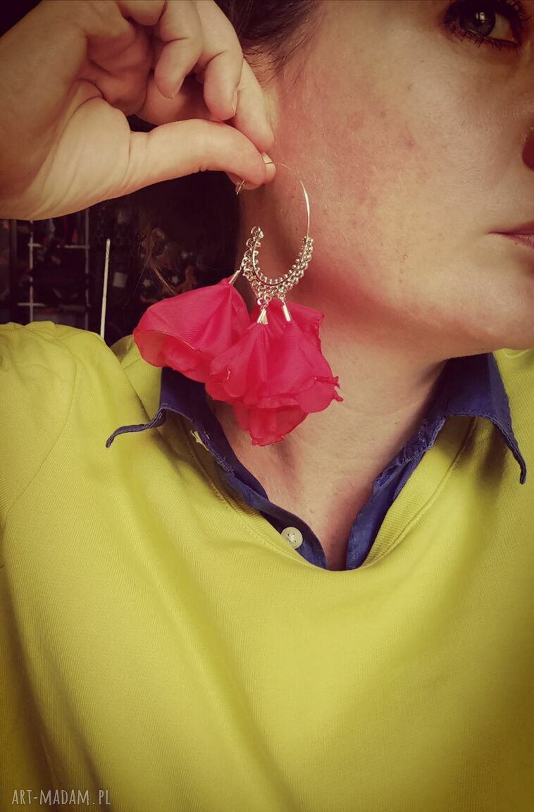 Kolczyki Koła Kwiaty Boho Frida - kolorowe frędzle