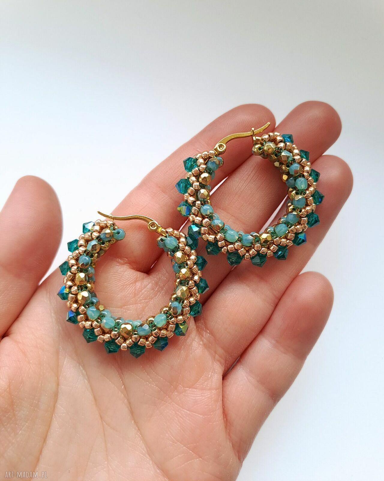 Turkusowe kolczyki koła z kryształów Preciosa AURA Blue Zircon