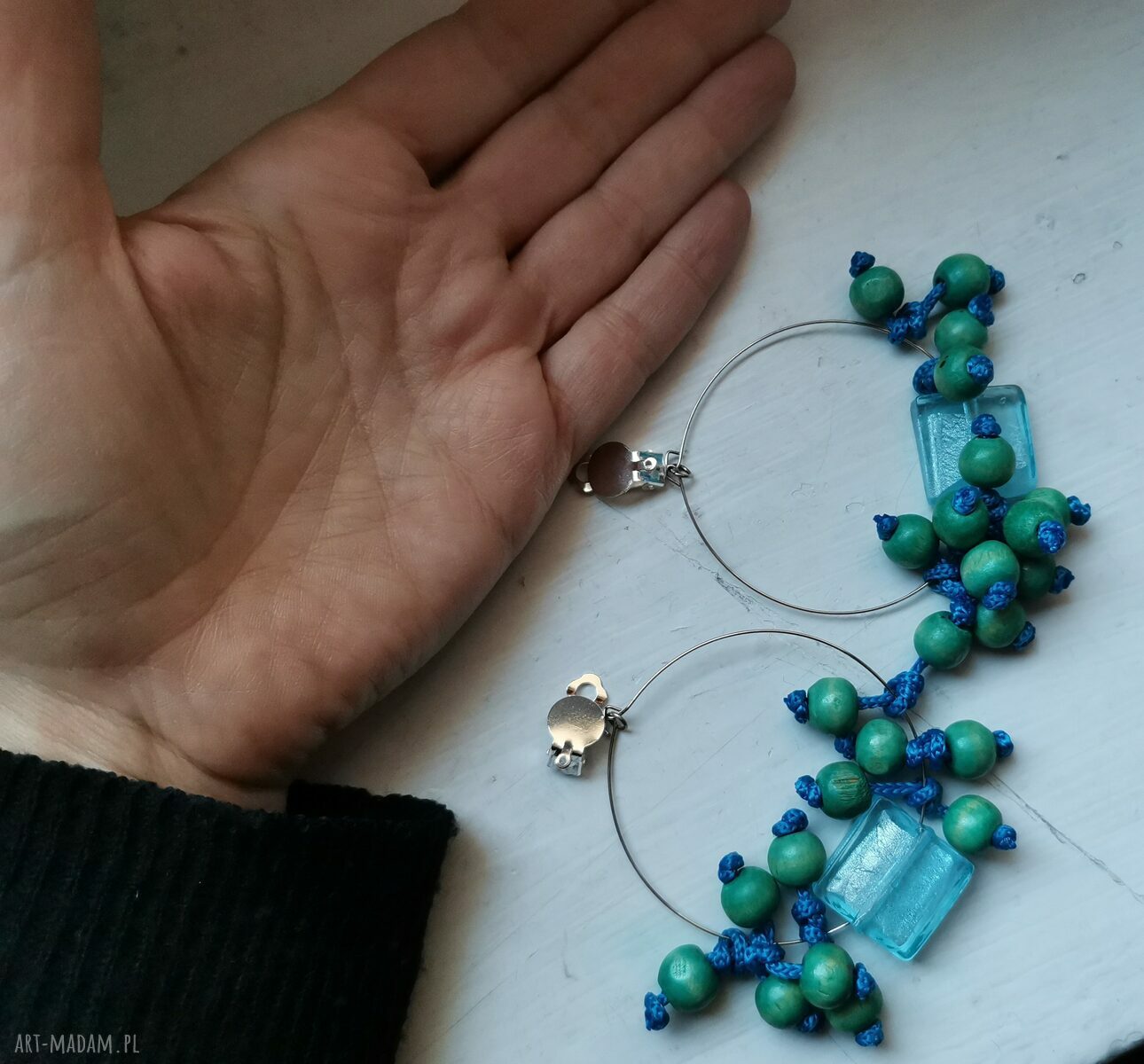 Klipsy koła duże box k1 w stylu folk i boho