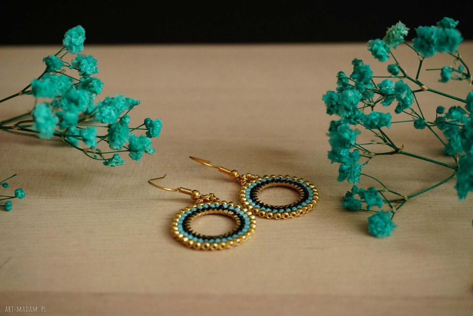 Kolczyki koła ze stali chirurgicznej z koralikami Miyuki i Toho - beading