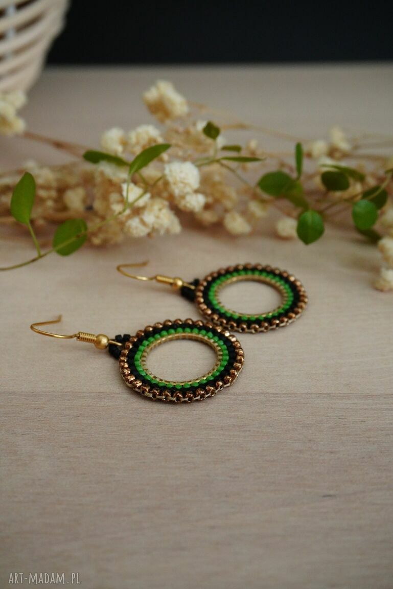 Kolczyki koła ze stali chirurgicznej ONArt - 23 mm - beading Miyuki i Toho