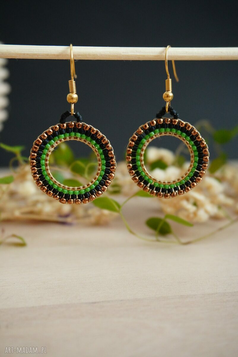 Kolczyki koła ze stali chirurgicznej ONArt - 23 mm - beading Miyuki i Toho
