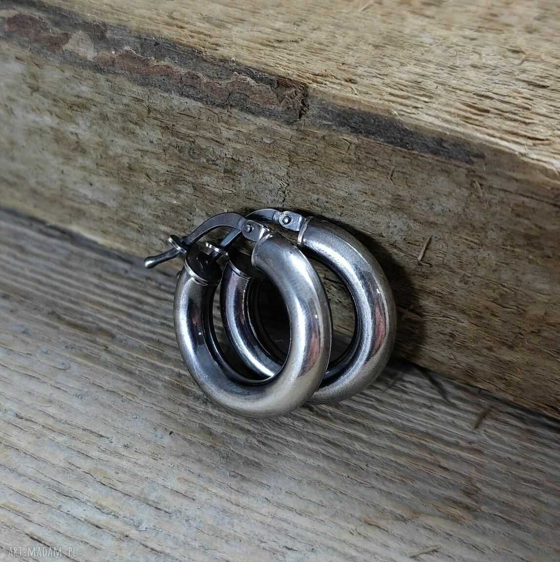 Kolczyki - koła ze srebra 925 oksydowanego (1,8 cm) - Irart