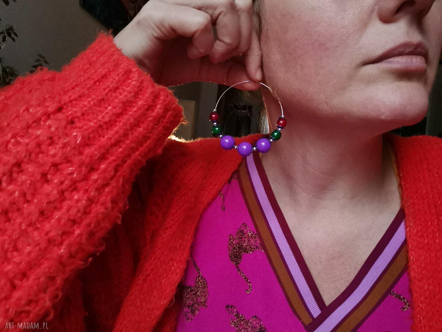 Klipsy koła lekkie Box G1 - boho folk, kolorowe