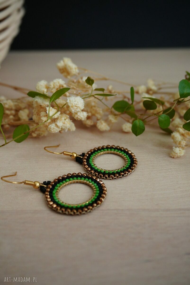 Kolczyki koła ze stali chirurgicznej ONArt - 23 mm - beading Miyuki i Toho