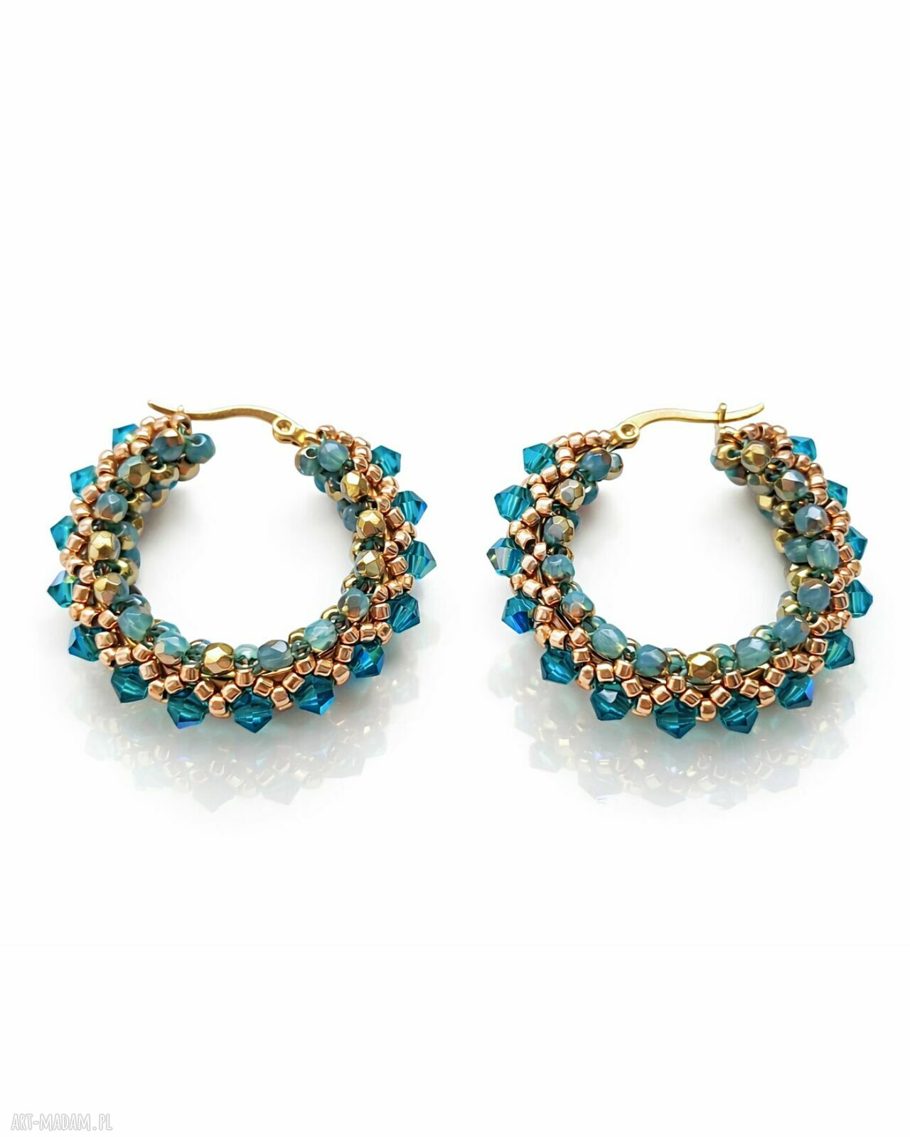 Turkusowe kolczyki koła z kryształów Preciosa AURA Blue Zircon