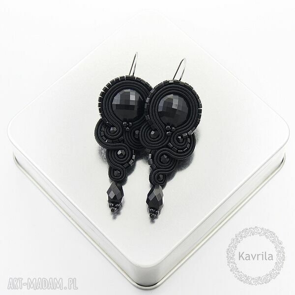 Kolcztki soutrache lasila black wieczorowe stylowe soutache