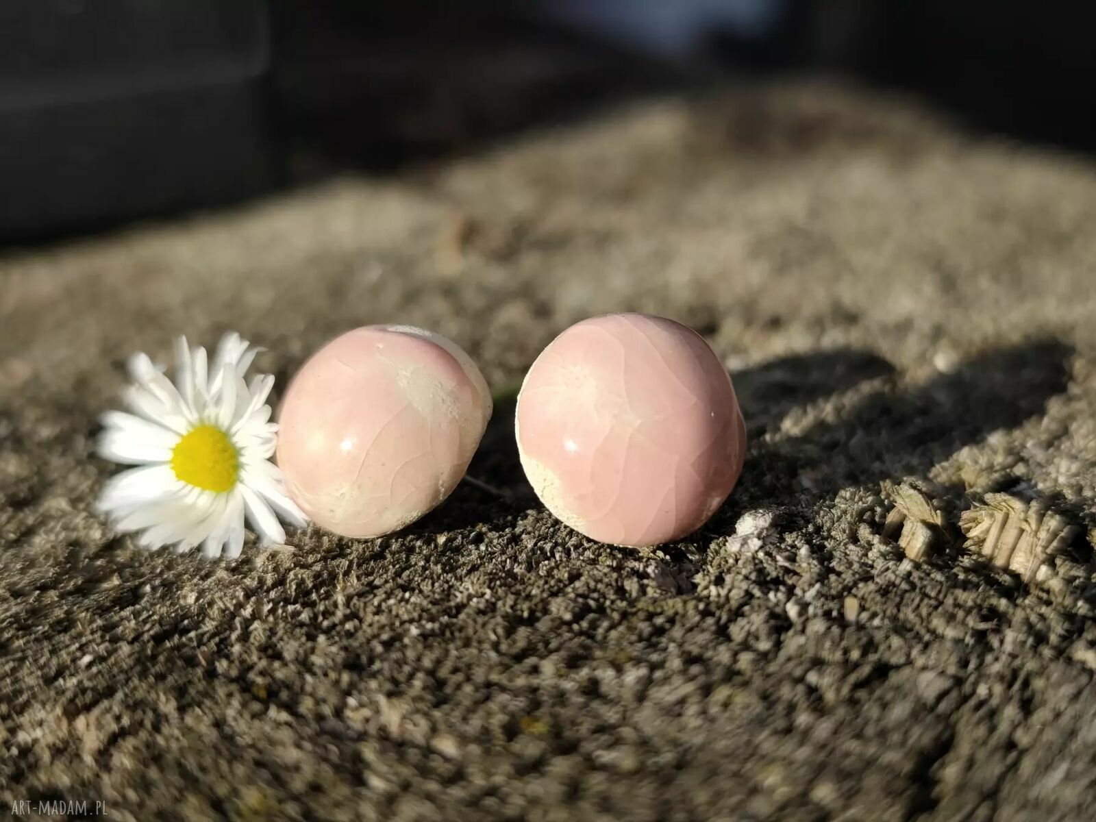 Różowe kolczyki ceramiczne handmade