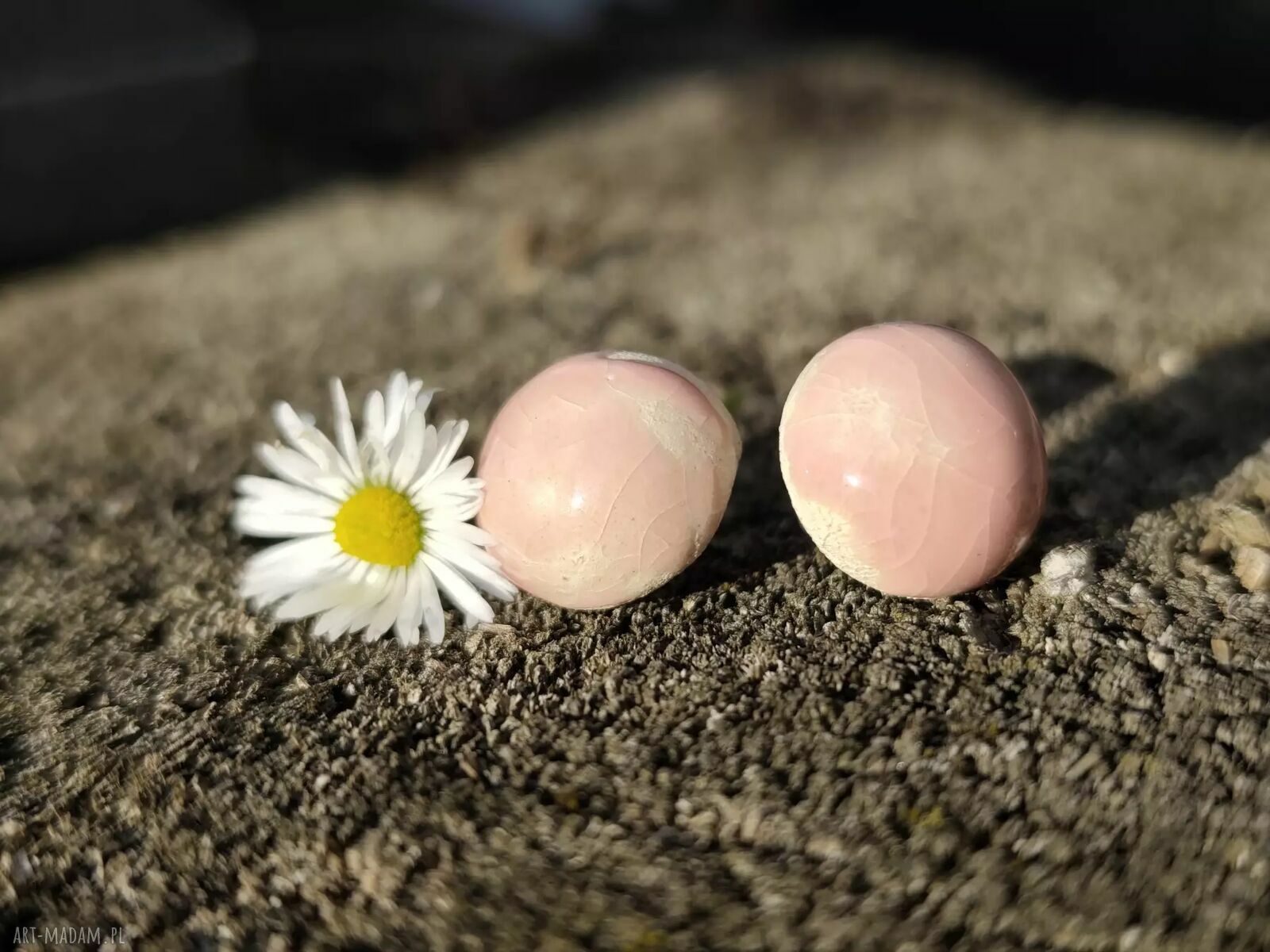 Różowe kolczyki ceramiczne handmade