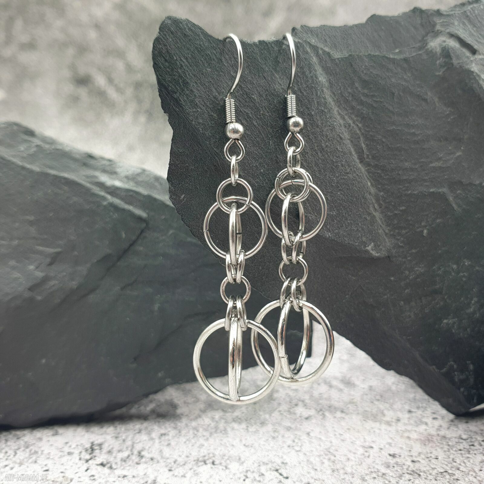 Duże Globusy - kolczyki chainmaille ze stali szlachetnej