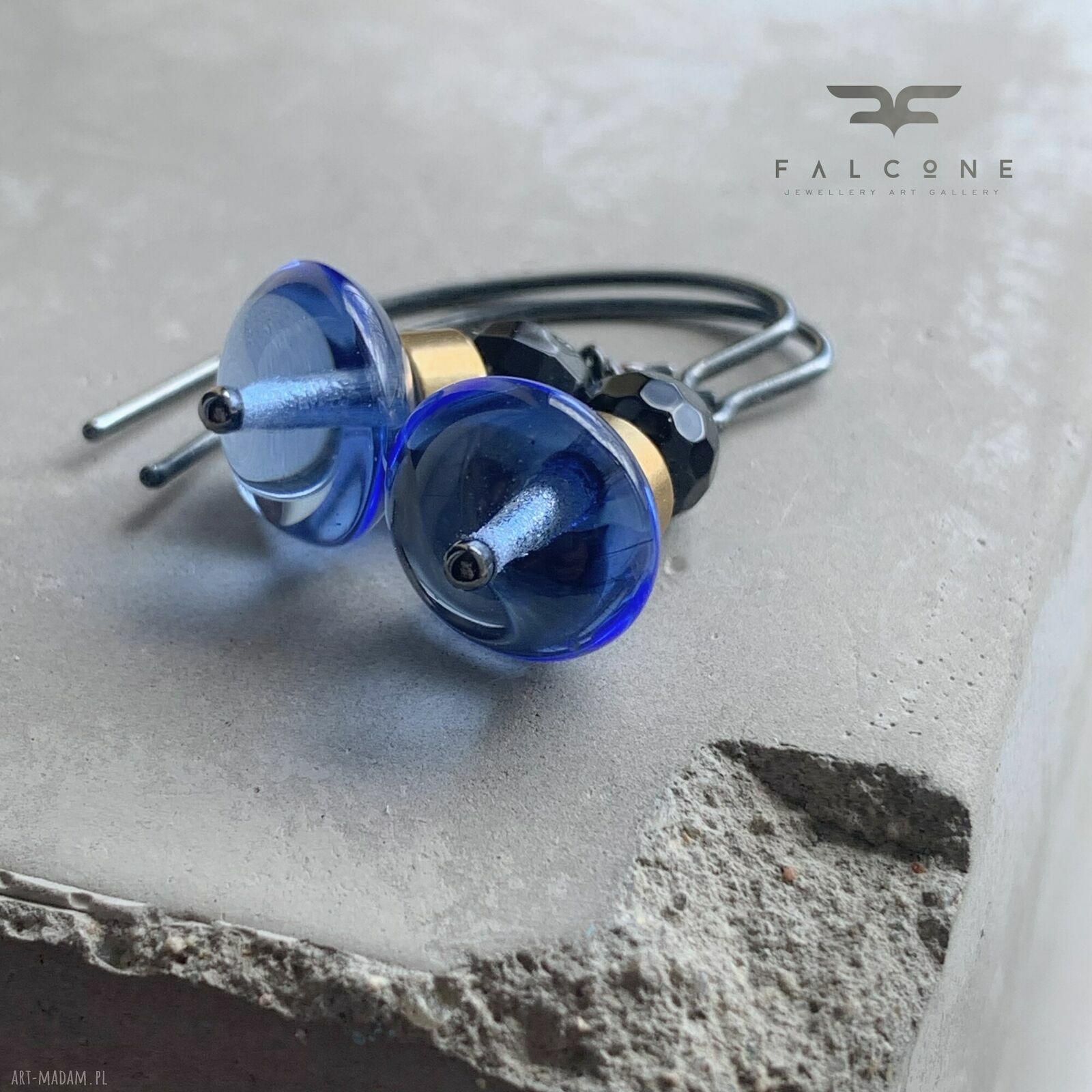 Kolczyki Cold Blue & Onyx Black - czarny onyks i chłodny błękit w nowoczesnej formie
