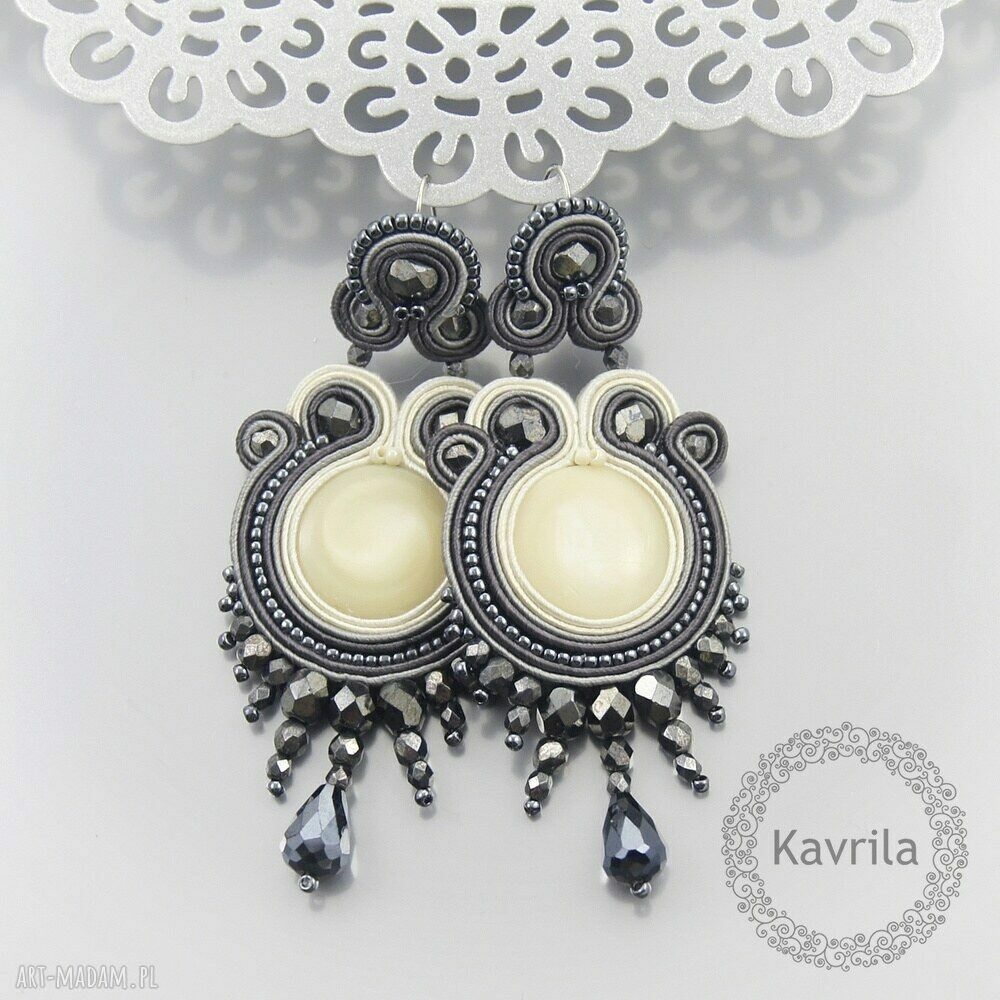 Kolczyki crazy graphite soutache Autorskie
