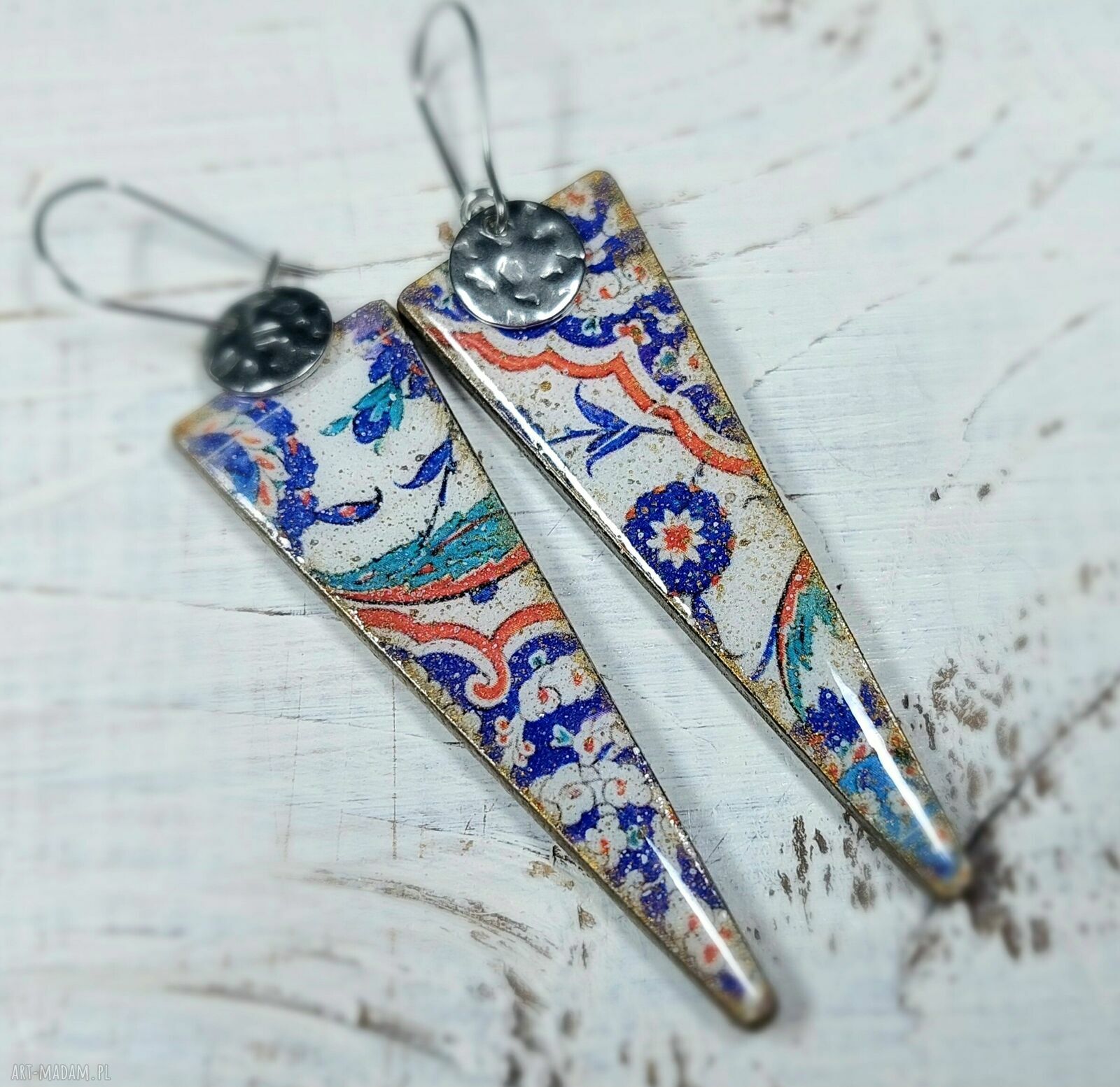 Kolczyki ze Stali Chirurgicznej w Technice Decoupage - Orientalna Mozaika