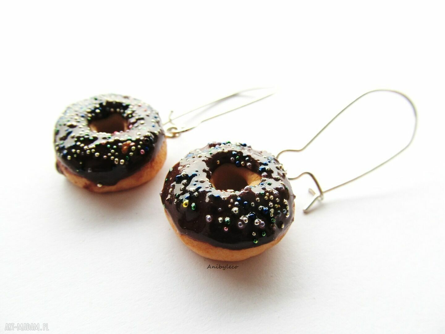 Kolczyki donut z czekoladą - handmade z masy Fimo