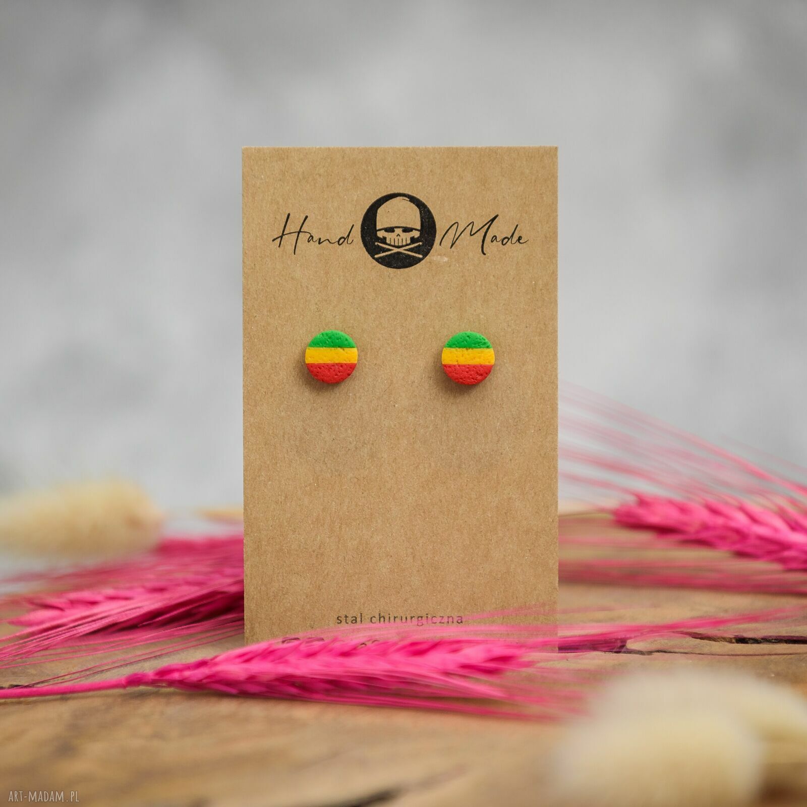 Kolczyki Dots mini w kolorach rasta