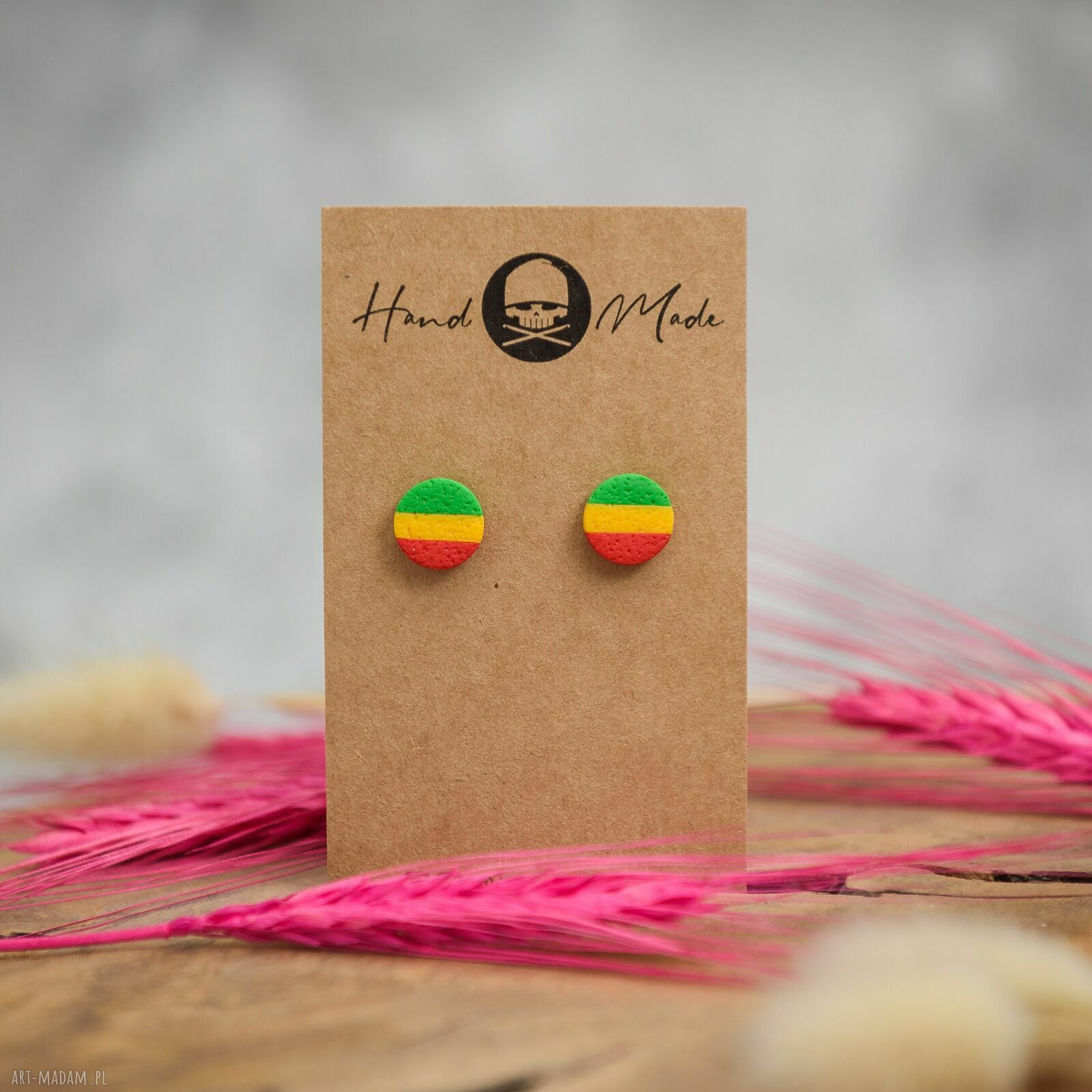 Kolczyki Dots rasta - lekkie kółeczka handmade