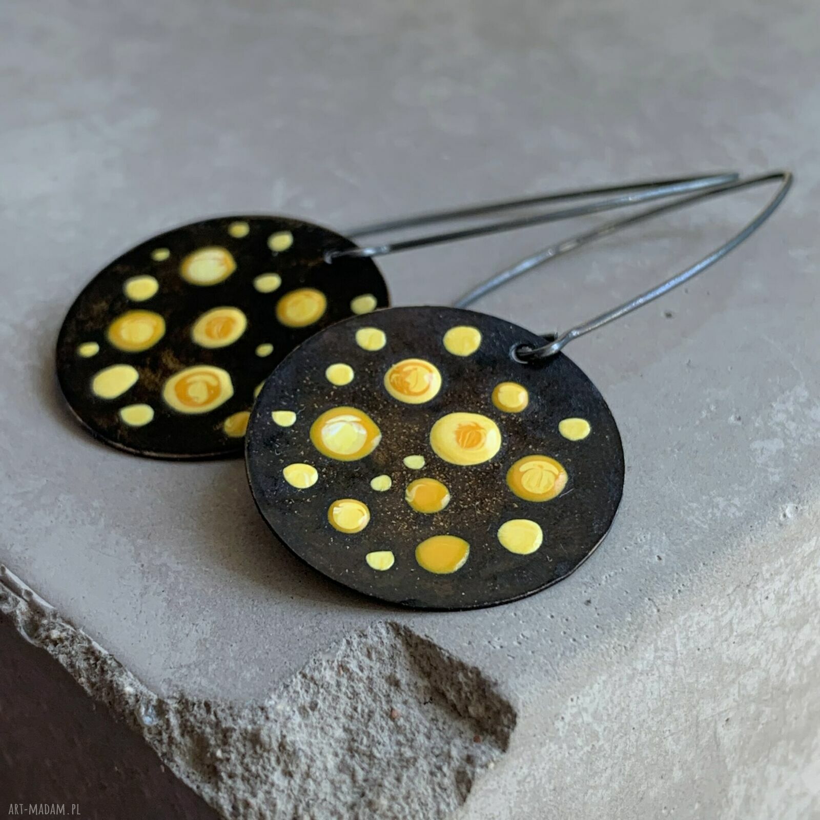 Kolczyki Dots - Sunflower Yellow z mosiądzu i srebra 925