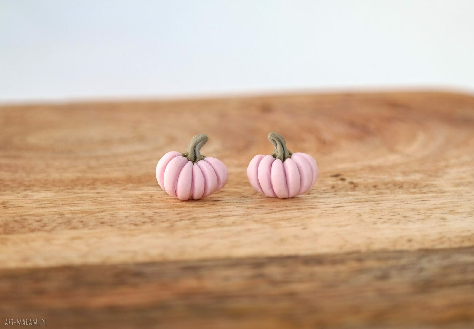 Różowe kolczyki dyniowe - jesień i Halloween, rękodzieło handmade