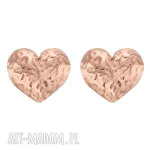 kolczyki gniecione serduszka z różowego złota sotho