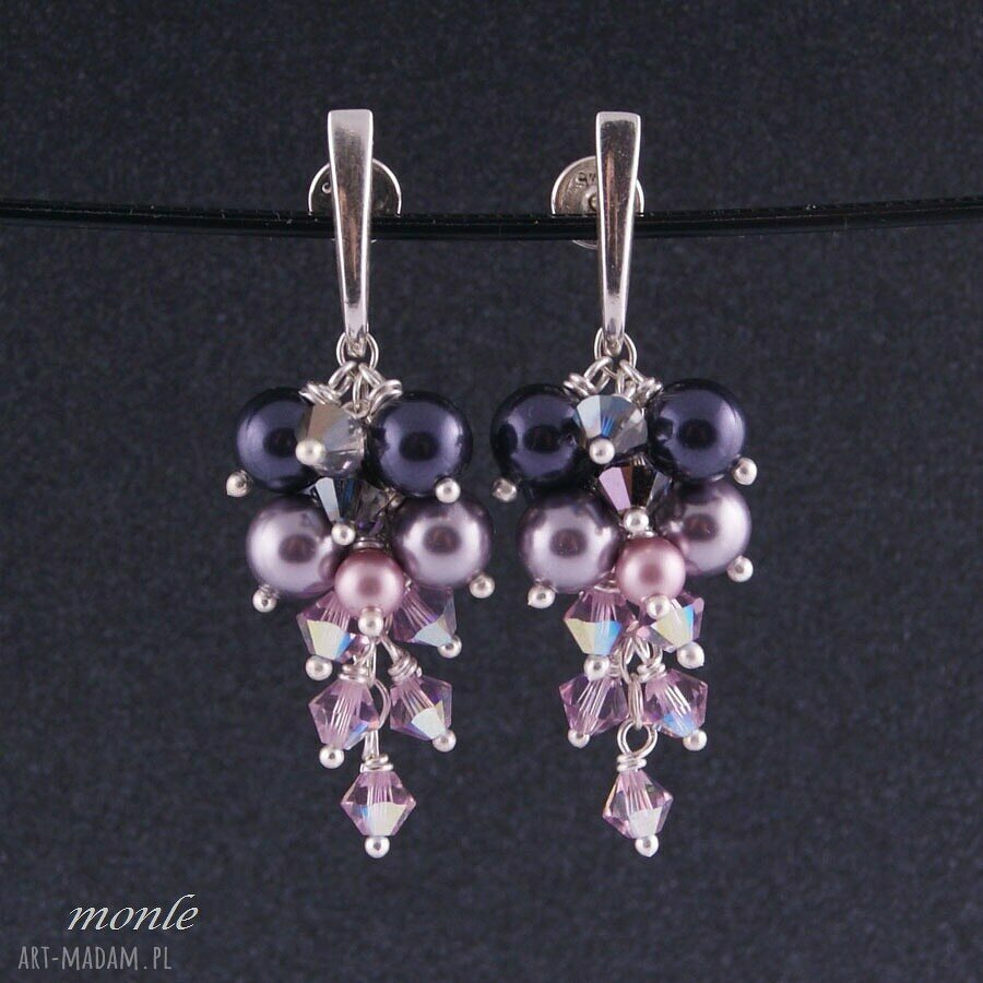 kolczyki: Kolczyki grona violet autorskie