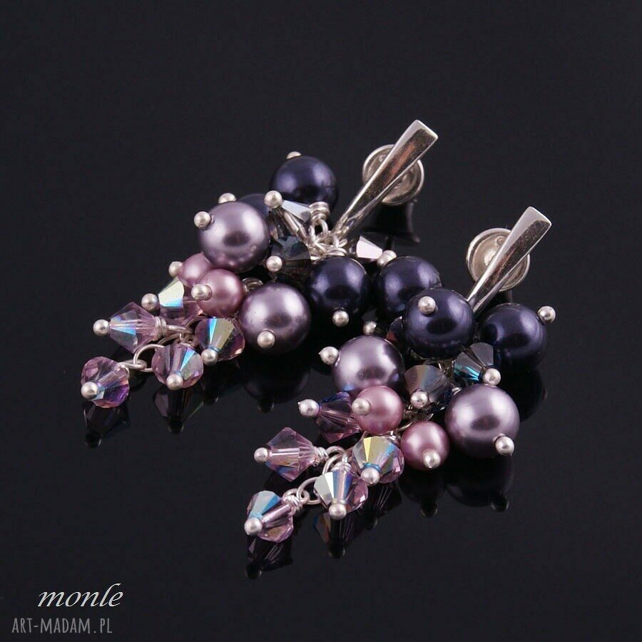 kolczyki: Kolczyki grona violet autorskie