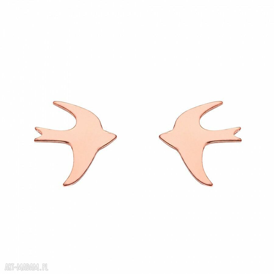 Kolczyki rÓŻowego jaskółki złoto blogerskie modowe