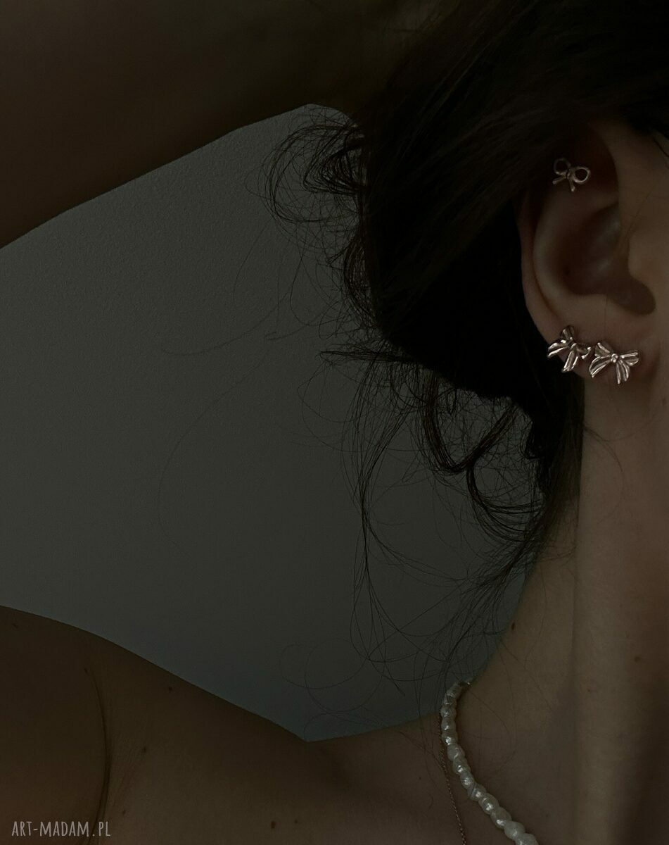 kolczyki: Kolczyki kokardki z różowego złota Handmade