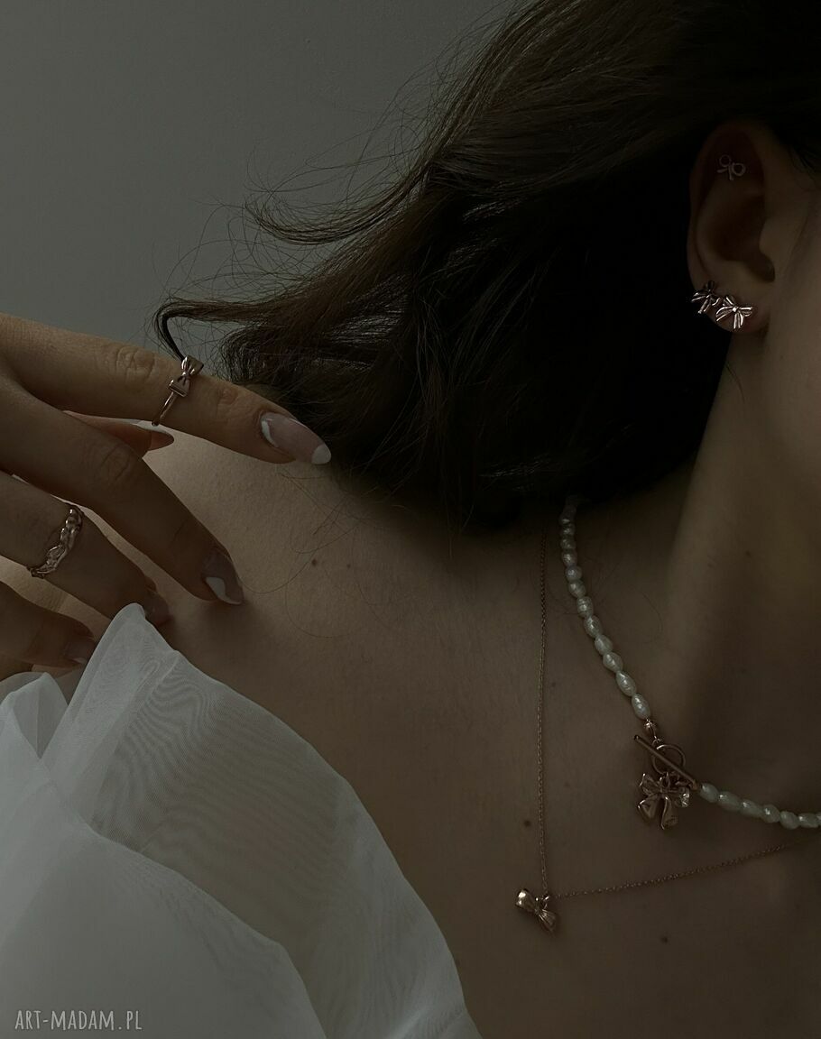 kolczyki: Kolczyki kokardki z różowego złota Handmade