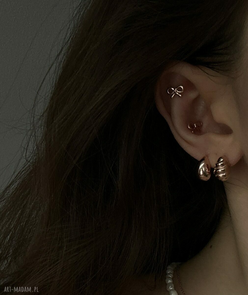 kolczyki: Kolczyki kokardki z różowego złota Handmade