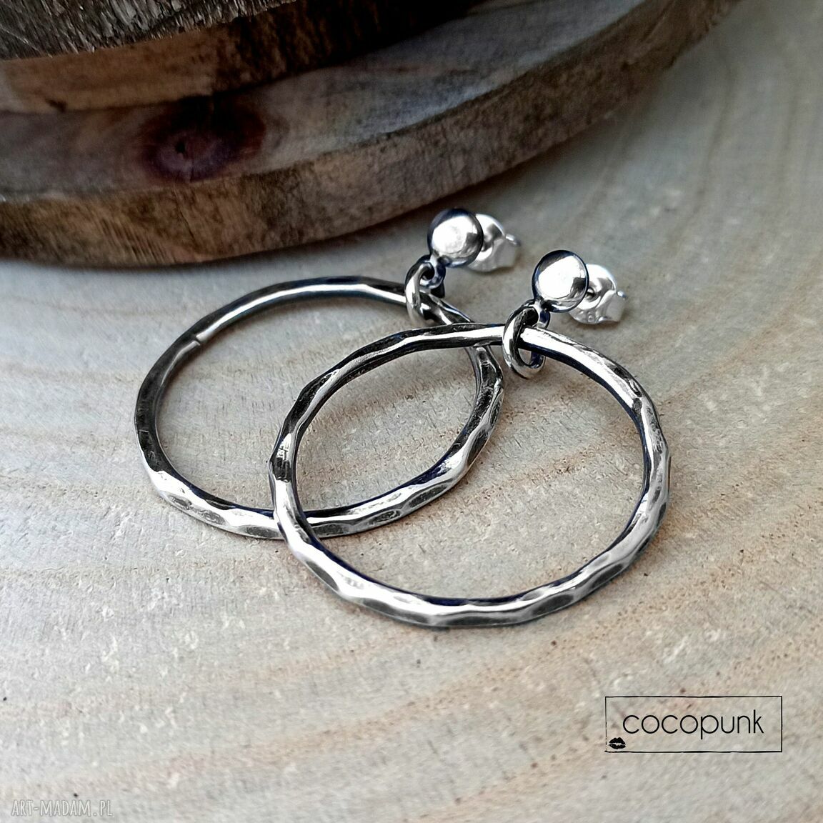 kolczyki: Kolczyki koła 2,5 cm srebro pr. 925. Hand Made