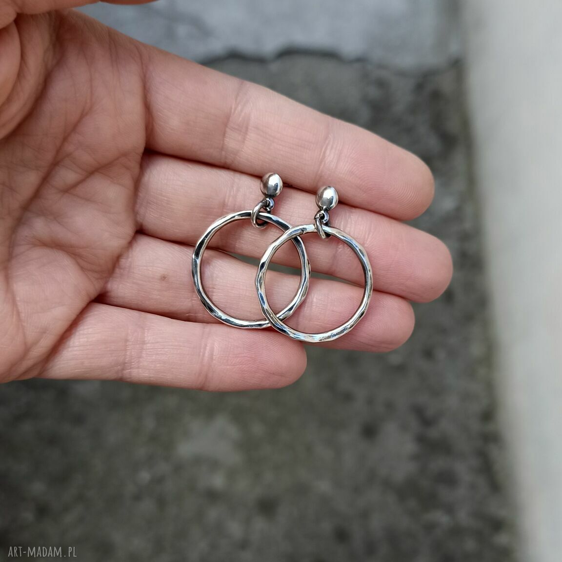 kolczyki: Kolczyki koła 2,5 cm srebro pr. 925. Hand Made