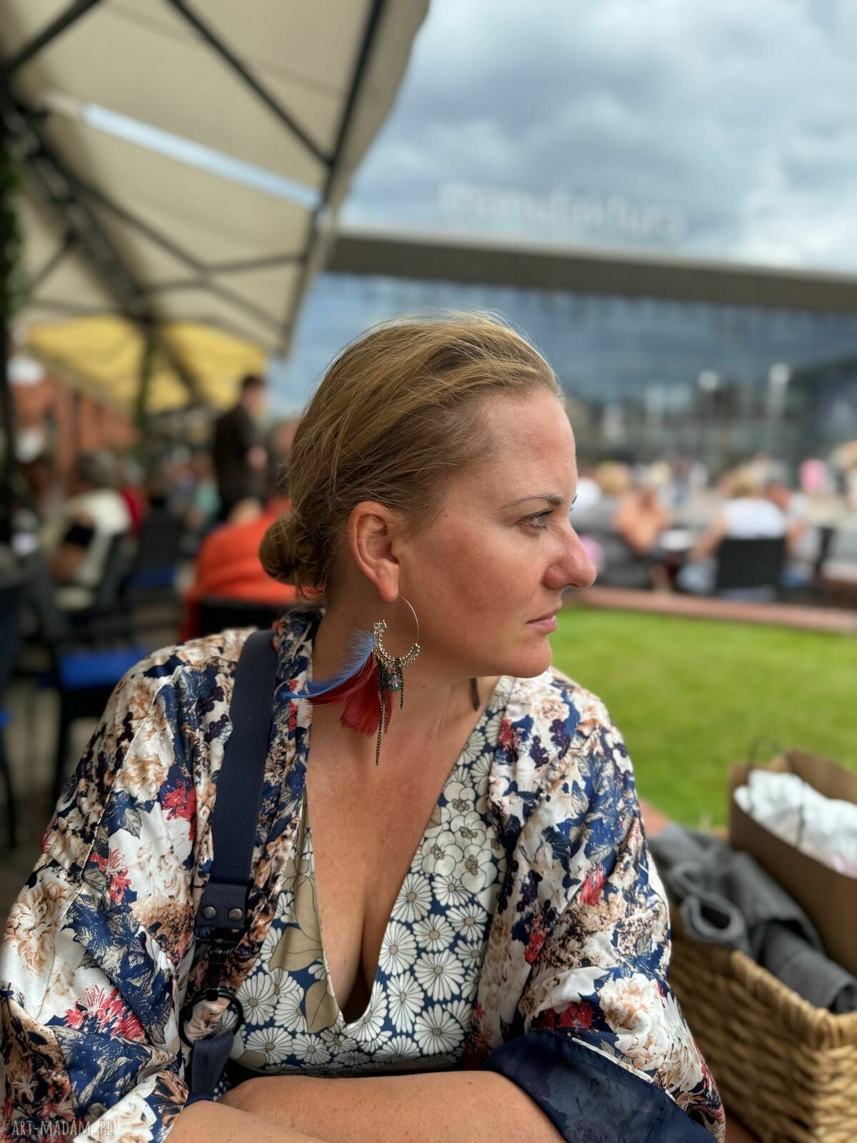 Kolczyki koła boho Ruda Klara - turkus i zieleń, lekkie handmade