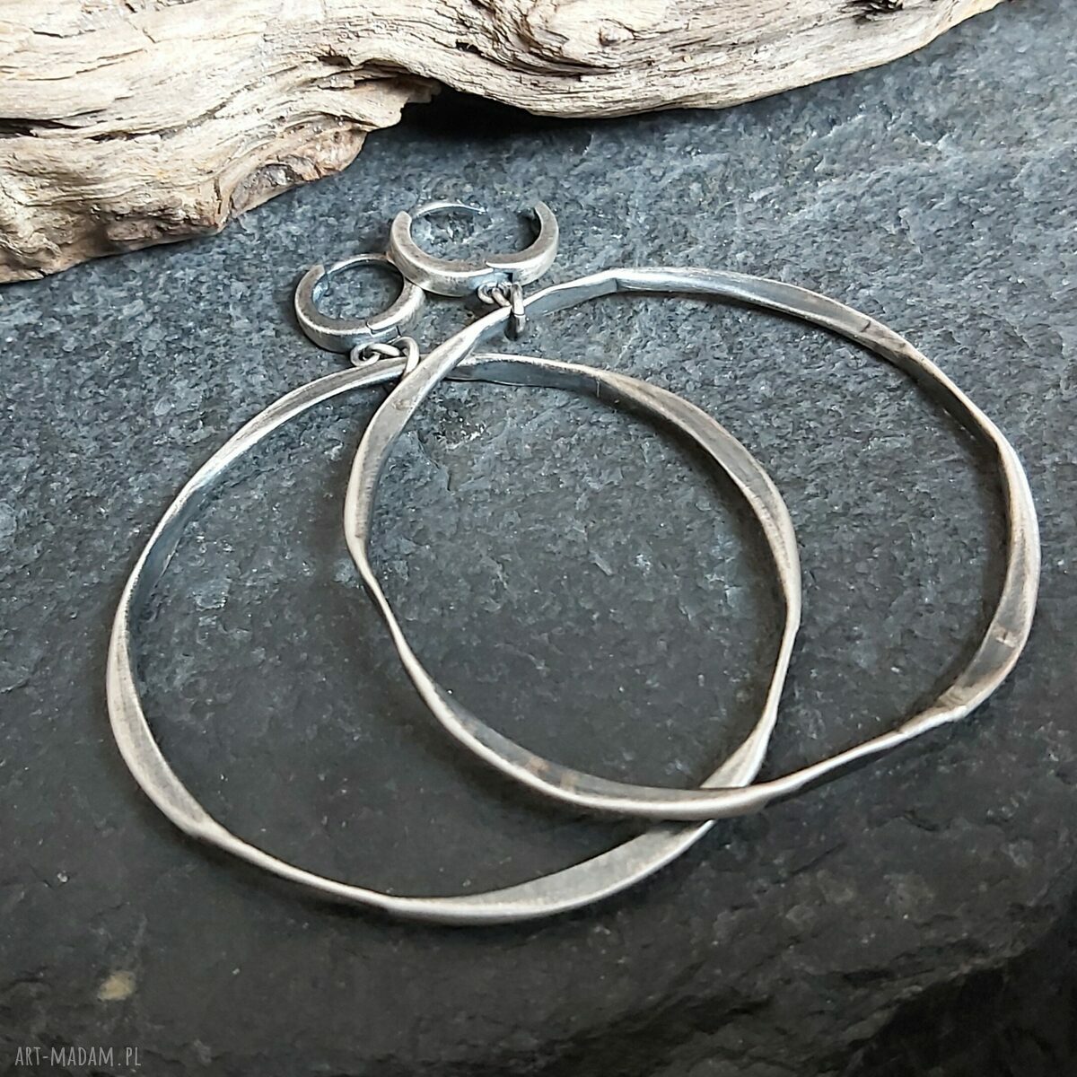 Kolczyki koła młotkowane handmade